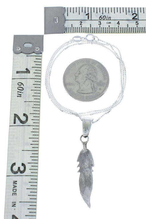 Navajo Sterling Silver Leaf Pendant 16" Box Italian Chain Necklace Set X10679